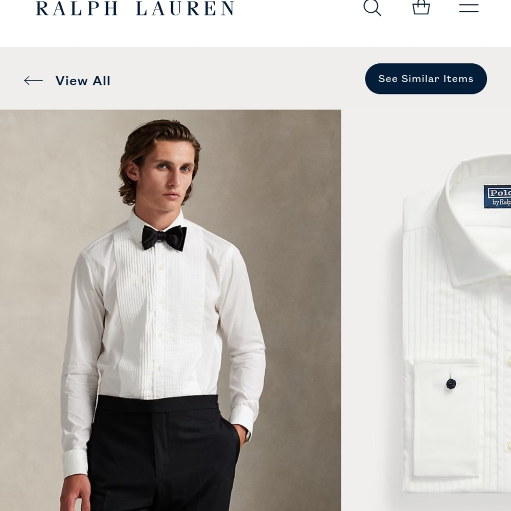 Ralph Lauren White Pleated Dress Shirt